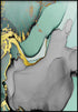 Aquarelle turquoise droite véritable or Poster